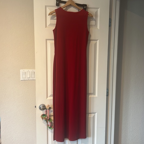 Red Sleeveless Evening Dress w Silver Embroidered Floral Front Vintage Ball gown - Picture 6 of 7